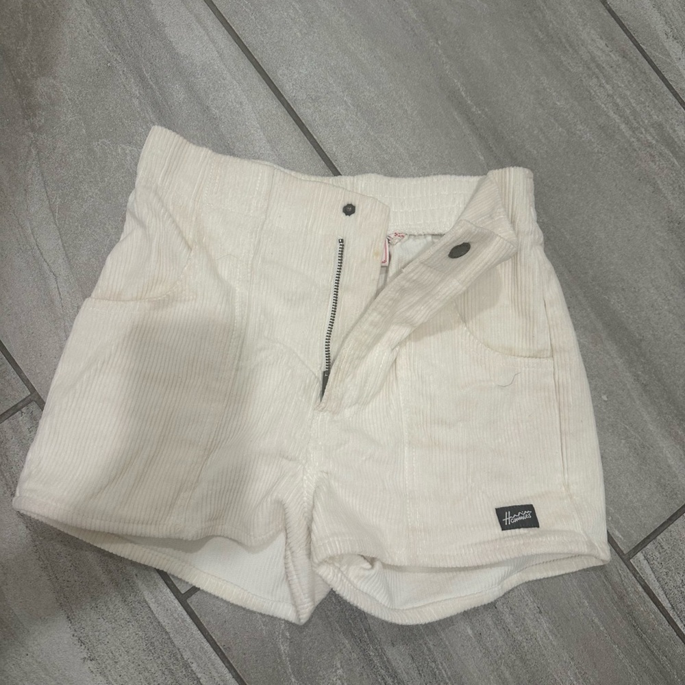 High Waist Cream Corduroy Shorts